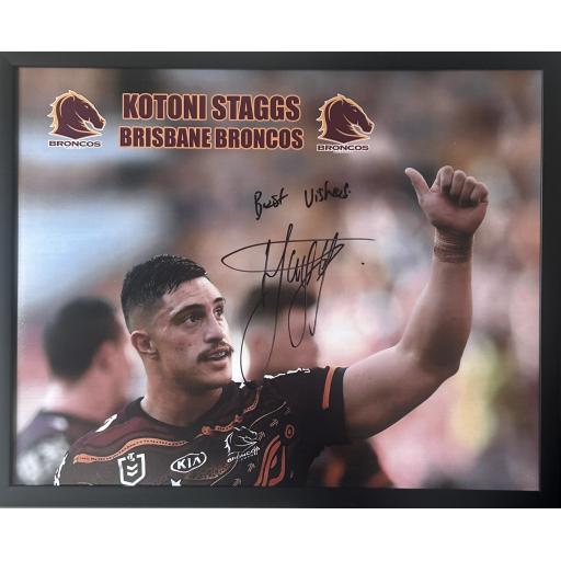 Kotoni Staggs Brisbane Broncos signed photo